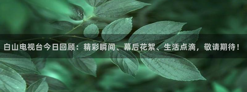 直播吧nba：白山电视台今日回顾：精彩瞬间、幕后花絮、生活点滴，敬请期待！
